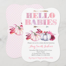 Hallo Babies! Twin Girls Pumpkin Baby Dusche Party Einladung