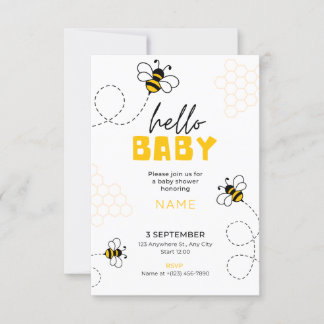 Hallo Baby, Babydusche einladen niedliche Biene Einladung