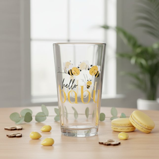 Hallo Baby Bee Dusche trinken Glas (Hello Baby Bee Shower Drinking Glass)