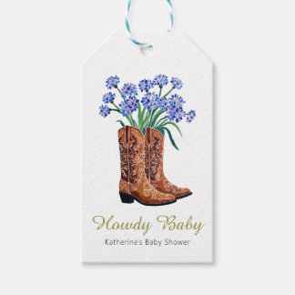 Hallo Baby Bluebonnets Cowboy Baby Shower Geschenkanhänger