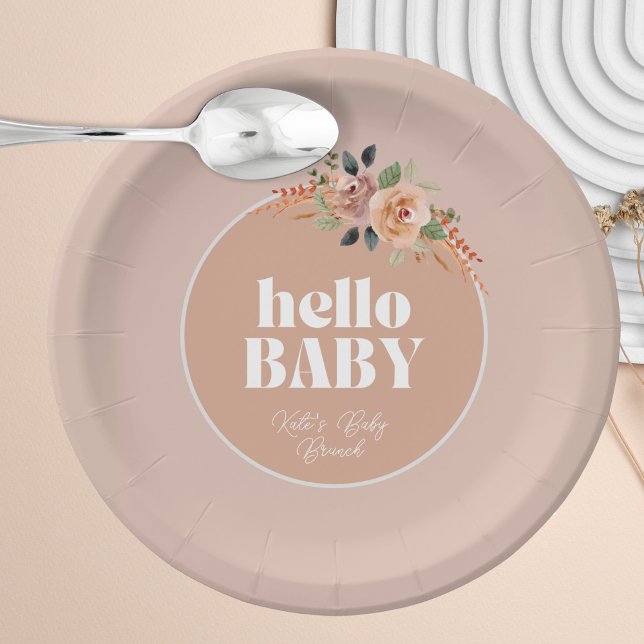 Hallo Baby, Boho Baby Dusche Pappteller (Von Creator hochgeladen)