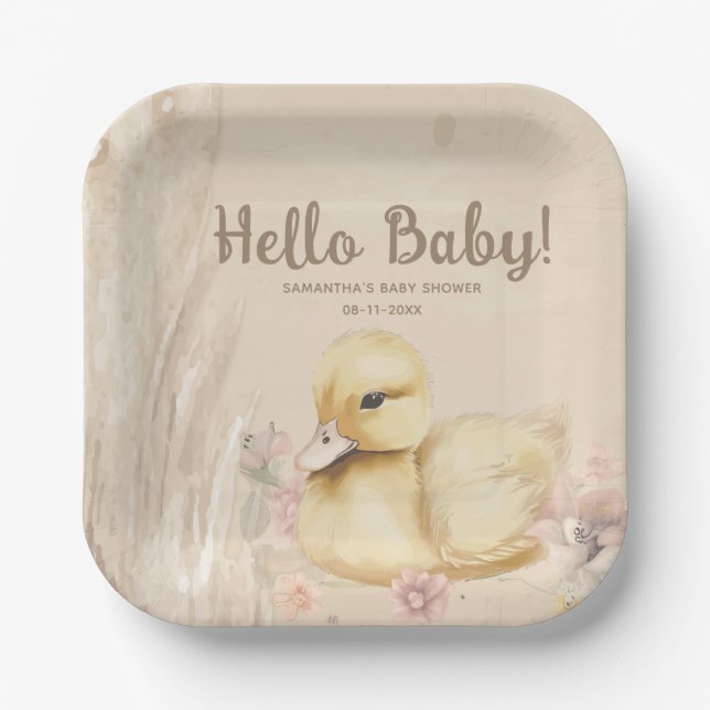 Hallo Baby! Boho Babydusche Pappteller (Vorderseite)