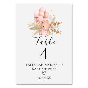 Hallo Baby Boho Bär Shower Tischnummer