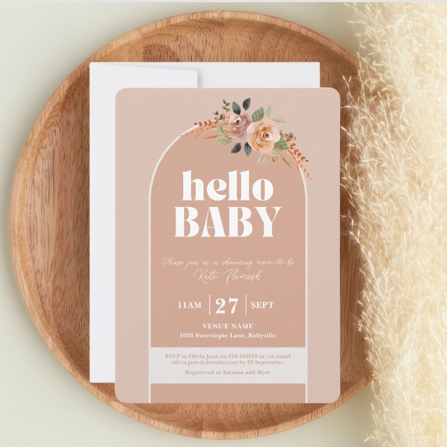 Hallo Baby, Boho Moderne Babydusche Einladung (Von Creator hochgeladen)
