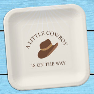 Hallo Baby! Cowboy Western Baby Shower Pappteller
