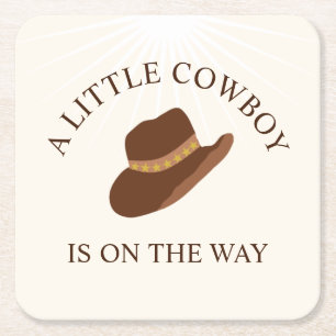 Hallo Baby! Cowboy Western Baby Shower Rechteckiger Pappuntersetzer
