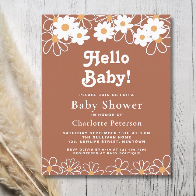 Hallo Baby Daisy Baby Dusche Einladung (Von Creator hochgeladen)