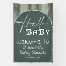 Hallo Baby Dunkelgrüne Streifen Babyparty