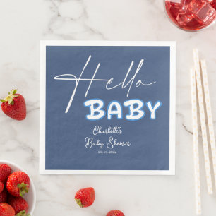Hallo Baby Elegante dunkelblaue Babyparty Serviette