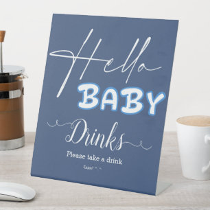 Hallo Baby Elegante Dunkelblaue Getränke für die B Sockelschild