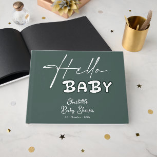 Hallo Baby Elegante dunkelgrüne Babyparty Gästebuch