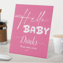 Hallo Baby Elegante Dunkelrosa-Baby-Shower-Getränk