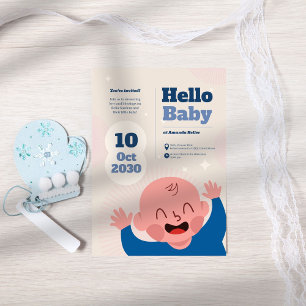 Hallo Baby Face Shower Einladung