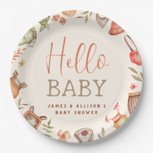 Hallo Baby Fall Boho Kleidung Baby Dusche Pappteller