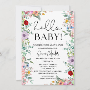 Hallo Baby Floral Baby Dusche Einladung