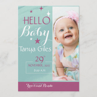 Hallo Baby-Geburtsankündigungskarte Einladung