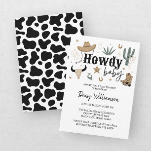Hallo Baby Grün Beiger Cowboy Baby Shower Einladung
