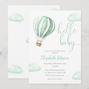 Hallo Baby Hot Air Ballon Neutral Baby Dusche Einladung