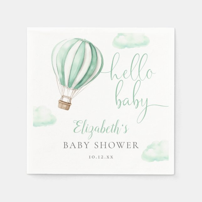 Hallo Baby Hot Air Ballon Neutral Baby Dusche Serviette (Vorderseite)