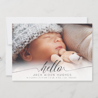 Hallo Baby Junge Mädchen Geburtsanzeige Fotokarten Ankündigung