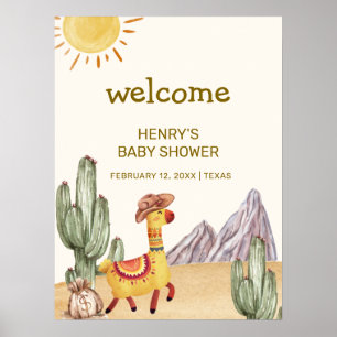 Hallo Baby Kaktus Lama Cowboy Baby Shower Willkomm Poster