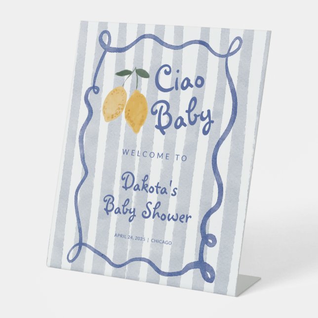 Hallo Baby Lemon Boys Baby Dusche Willkommen Sockelschild (Vorderseite)
