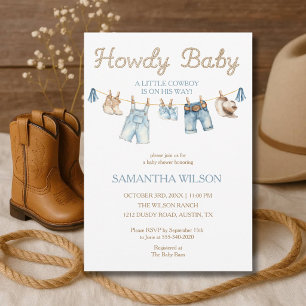 Hallo Baby Little Cowboy Baby-Einladung zur Babypa Einladung