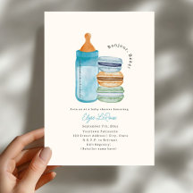 Hallo Baby Macarons & Milch Blau Baby Shower