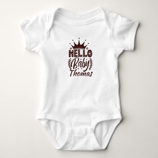 Hallo Baby mit Crown Baby's Name, Schokolade Brown Baby Strampler (Vorderseite)