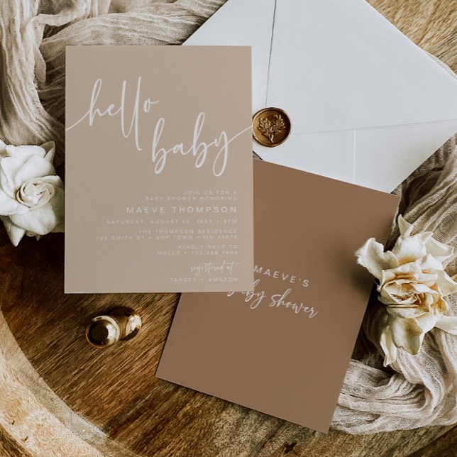 Hallo Baby Moderne neutrale Babydusche Einladung (Von Creator hochgeladen)