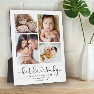 Hallo Baby Moderne Vier-Foto-Collage Neues Baby Fotoplatte