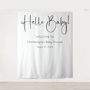 Hallo Baby Modernes Script Babydusche Hintergrund Wandteppich
