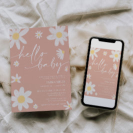 Hallo Baby Pink Daisy Baby Dusche Einladung