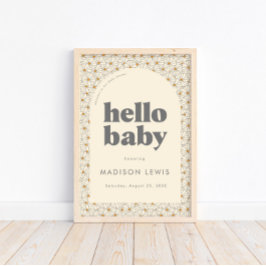 Hallo Baby Retro Boho Daisy Willkommens-Poster Poster