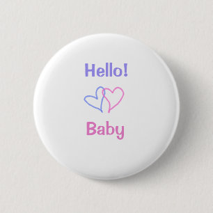 Hallo Baby rosa lila Herzname Wassercolor boho Button