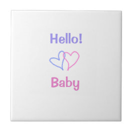 Hallo Baby rosa lila Herzname Wassercolor boho Fliese