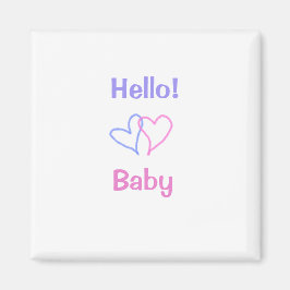 Hallo Baby rosa lila Herzname Wassercolor boho Magnet