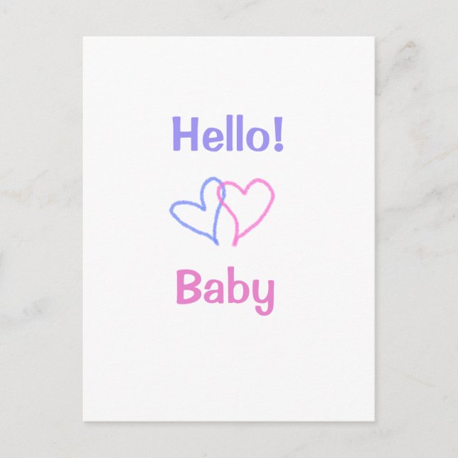 Hallo Baby rosa lila Herzname Wassercolor boho Postkarte (Vorderseite)