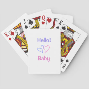 Hallo Baby rosa lila Herzname Wassercolor boho Spielkarten