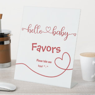 Hallo Baby Rotes Herz Minimal Baby Shower Favors Sockelschild