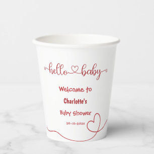 Hallo Baby Rotes Herz Minimale Babyparty Pappbecher