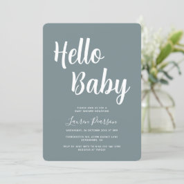 Hallo Baby Rustic Blue Baby Dusche Einladung