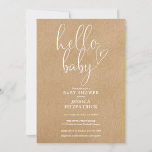 Hallo Baby Rustikale Kraft All In One Babyparty Einladung