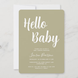 Hallo Baby Sage Green Baby Dusche Einladung