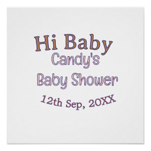Hallo Baby Shower Blau Name Datum Maron modern tre Poster