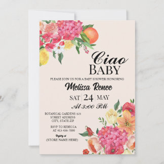 Hallo Baby Shower Blumen Einladung