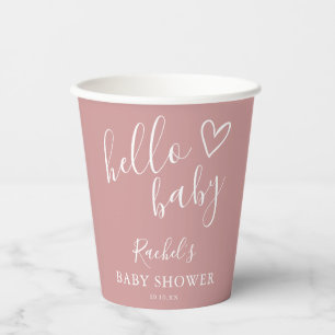 Hallo Baby Shower Mädchen Dusty Rose Pink Süßes He Pappbecher