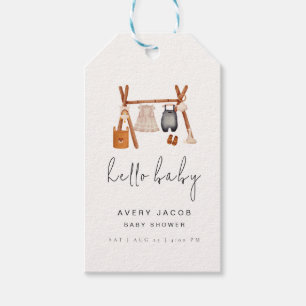 Hallo Baby   Süße Boho-Kleidung Baby Shower  Geschenkanhänger