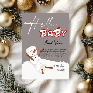 Hallo Baby Süßer Schneemann Baby Shower Dankeskarte