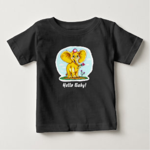 Hallo Baby! – Süßes Elefanten-Baby-T-Shirt (Schwar Baby T-shirt